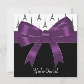 Invitation Tour Eiffel Fête Violet Prune Paris (Devant)