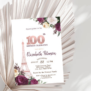 Invitation Tour Eiffel Fleurs Bourgogne 100e Anniversaire