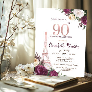 Invitation Tour Eiffel Fleurs Bourgogne 90e Anniversaire