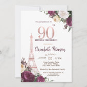 Invitation Tour Eiffel Fleurs Bourgogne 90e anniversaire (Devant)