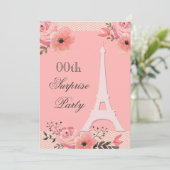 Invitation Tour Eiffel floral chic de Paris d'anniversaire de (Debout devant)