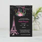 Invitation Tour Eiffel Floral Paris France Anniversaire (Debout devant)