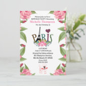 Invitation Tour Eiffel Floral Paris France Anniversaire (Debout devant)