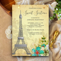 Tour Eiffel Floral Rustique Vintage Sweet Sixteen