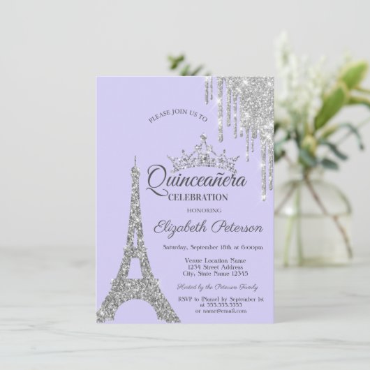 Invitation Tour Eiffel, Lavander Quinceañera (Debout devant)