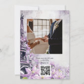 Invitation Tour Eiffel Lavender Romance QR Code Mariage (Dos)