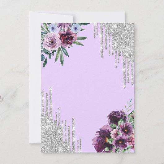 Invitation Tour Eiffel, Lavettes, Fleurs violettes Douce 16 (Dos)