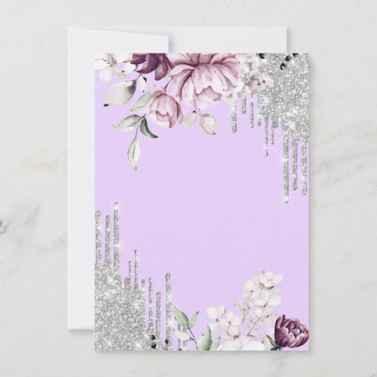 Invitation Tour Eiffel, Lavettes, Lilac Fleurs Douce 16 (Dos)