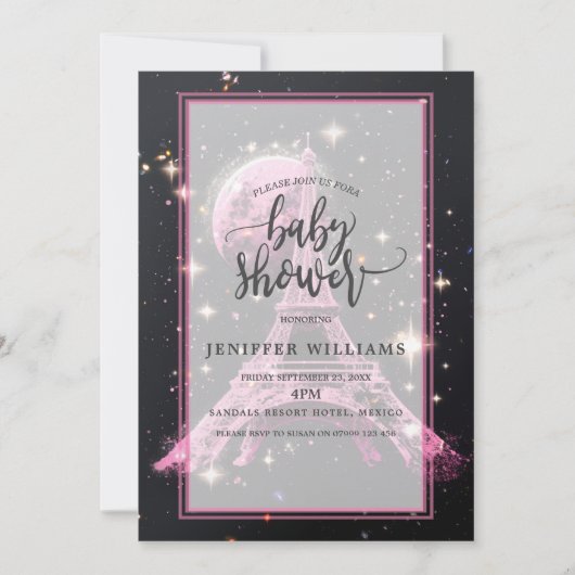 Invitation Tour Eiffel Lune de nuit (Devant)