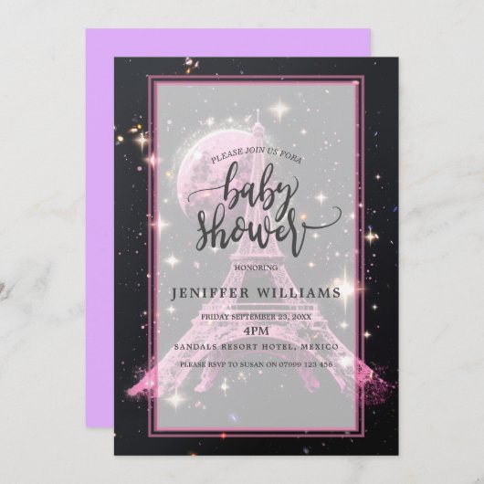 Invitation Tour Eiffel Lune de nuit (Devant / Derrière)