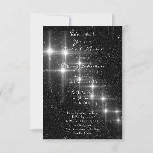 Invitation Tour Eiffel Noir Blanc Paris Dimond Crystals G (Dos)