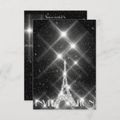 Invitation Tour Eiffel Noir Blanc Paris Dimond Crystals G (Devant / Derrière)