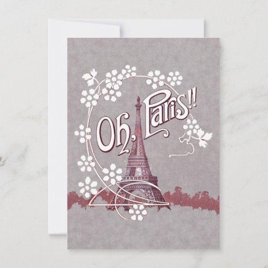 Invitation Tour Eiffel Oh Paris France Fleur blanche d'annive (Dos)