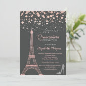 Invitation Tour Eiffel pailletée, talons points Quinceañera (Debout devant)