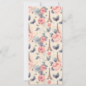 Invitation Tour Eiffel Papillon et menu Mariage Rose (Dos)