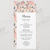 Invitation Tour Eiffel Papillon et menu Mariage Rose (Devant / Derrière)