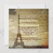 Invitation Tour Eiffel Paris 50e anniversaire de Mariage (Dos)