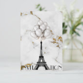 Invitation Tour Eiffel Paris Ballons Marbre Or (Debout devant)