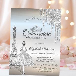 Invitation Tour Eiffel Paris, Echos, Ballerina Quinceañera