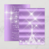 Invitation Tour Eiffel Paris Étoiles étincelantes Diamant vio (Devant / Derrière)