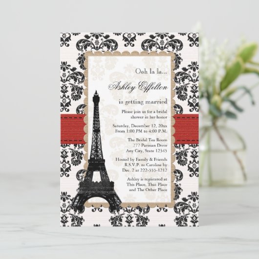 Invitation Tour Eiffel Paris Fête de l'mariée (Debout devant)