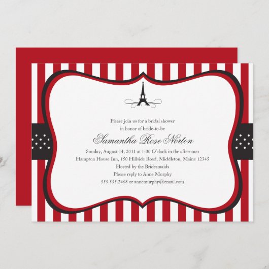 Invitation Tour Eiffel Paris Fête des mariées (Devant / Derrière)