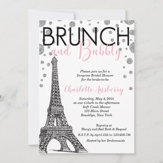 Invitation Tour Eiffel Paris Fête des mariées Brunch Invitati (Devant)