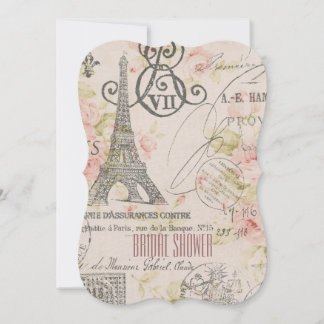Invitation tour eiffel paris fleurie douche nuptiale vintage