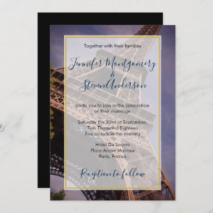 Invitation Tour Eiffel Paris France Destination Mariage