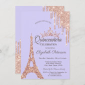 Invitation Tour Eiffel Paris, Lavander Lavander Quinceañera (Devant / Derrière)