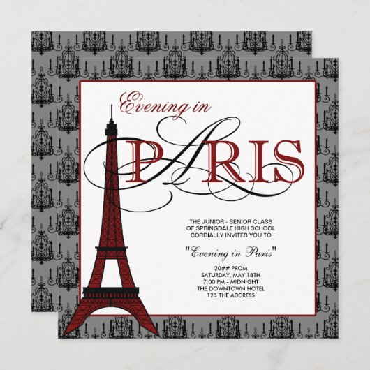 Invitation Tour Eiffel Paris Prom (Devant / Derrière)