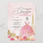 Invitation Tour Eiffel Paris Quinceañera (Devant / Derrière)