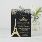 Invitation Tour Eiffel Paris, Retraite Confetti Colorée (Debout devant)