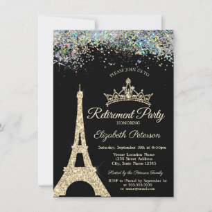 Invitation Tour Eiffel Paris, Retraite Confetti Colorée