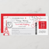 Invitation Tour Eiffel Paris Rouge | Anniversaire 16 ans (Devant / Derrière)