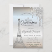 Invitation Tour Eiffel Paris, Tiara, Drives Silver Quinceañer (Devant)