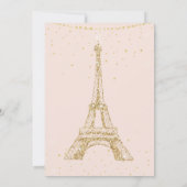 Invitation Tour Eiffel parties scintillant dorée mariage rose (Dos)