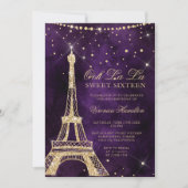 Invitation Tour Eiffel parties scintillant or chic violet 16 (Devant)