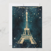 Invitation Tour Eiffel parties scintillant or turquoise scint (Dos)