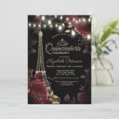 Invitation Tour Eiffel parties scintillant, Quinceañera Rose  (Debout devant)