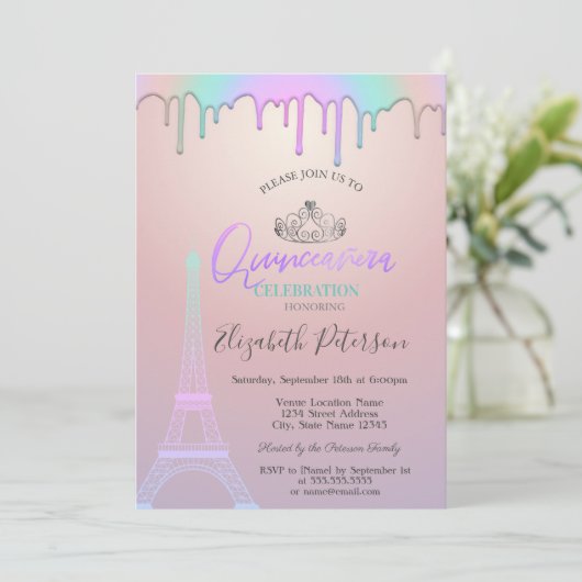 Invitation Tour Eiffel, Pilotes arc-en-ciel Quinceañera (Debout devant)