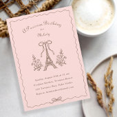 Invitation Tour Eiffel Ribbons Bow Fête d'Anniversaire Parisi