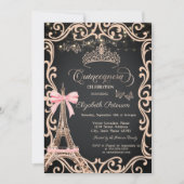 Invitation Tour Eiffel Robe Cadre Arc Bow Papillon Paillettes (Devant)