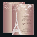 Invitation Tour Eiffel Rose Gold Sparkle Parties scintillant<br><div class="desc">Elégante Tour Eiffel Rose or étincelle Parties scintillant douce 16 Anniversaire Invitation</div>