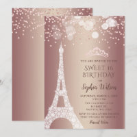Tour Eiffel Rose Gold Sparkle Parties scintillant 