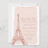Invitation Tour Eiffel rose or parties scintillant blush Swee (Devant)