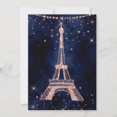 Invitation Tour Eiffel rose or parties scintillant marine ble (Dos)