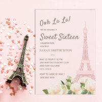 Tour Eiffel rose pâle Blanc Floral Sweet 16