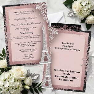 Invitation Tour Eiffel Rose Pâle Destination Mariage Paris