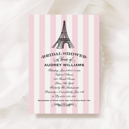 Invitation Tour Eiffel rose Paris Fête des mariées Mariage